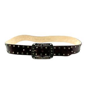 STREETS AHEAD brown Leather belt womens size Medium embellished with crystals